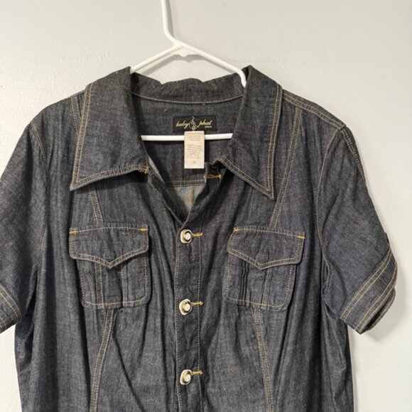 Baby Phat Womens Denim Jumpsuit Short Sleeve 100% Cotton Capri Length 18 Y2K - Picture 2 of 16